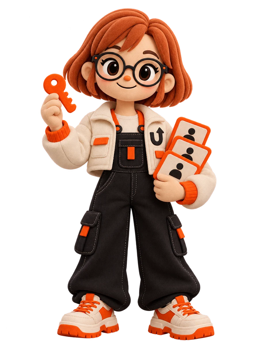 Uploaders account manager with profile cards and a key